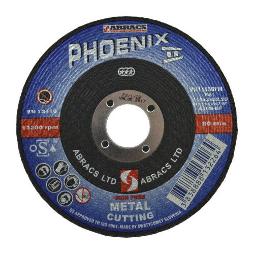 Phoenix II Flat Metal Cutting Disc (115 x 3 x 22mm)