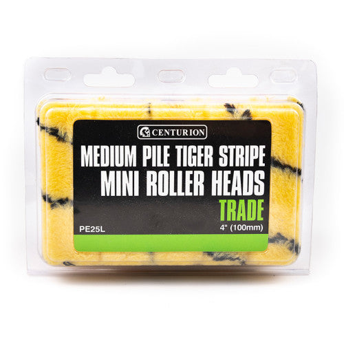 Trade Medium Pile Tiger Stripe Mini Rollers, 100mm / 4" (Set of 10)